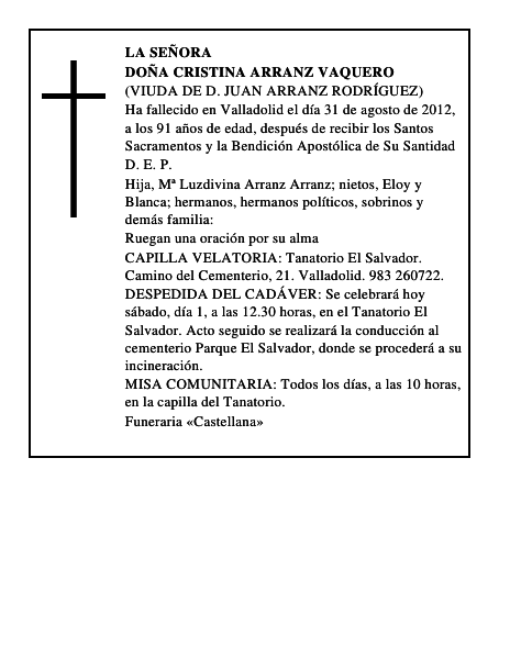 Doña Cristina Arranz Vaquero