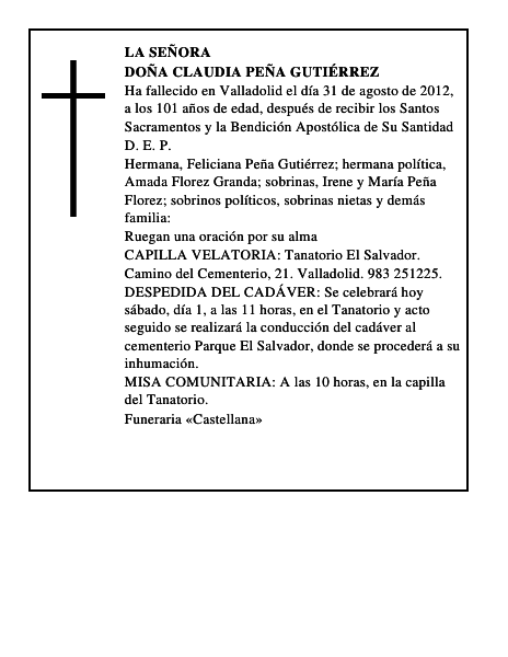 Doña Claudia Peña Gutiérrez