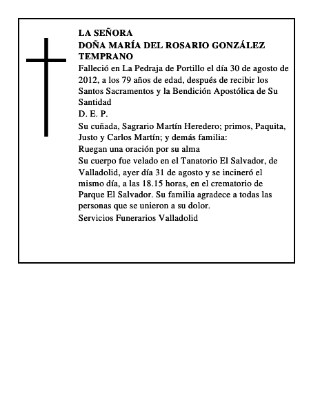 Doña María del Rosario González Temprano