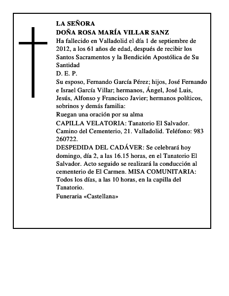 Doña Rosa María Villar Sanz