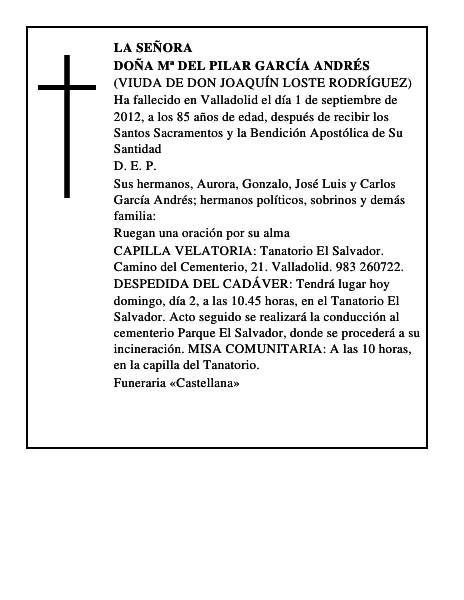 Doña Mª del Pilar García Andrés