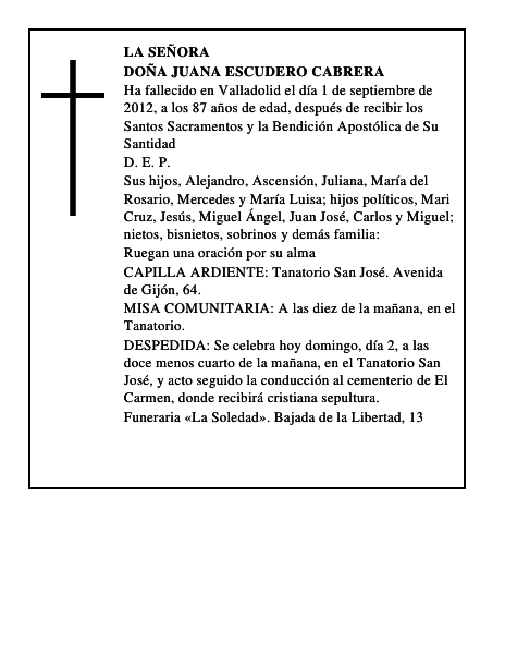 Doña Juana Escudero Cabrera