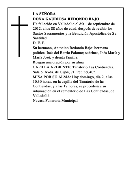 Doña Gaudiosa Redondo Bajo