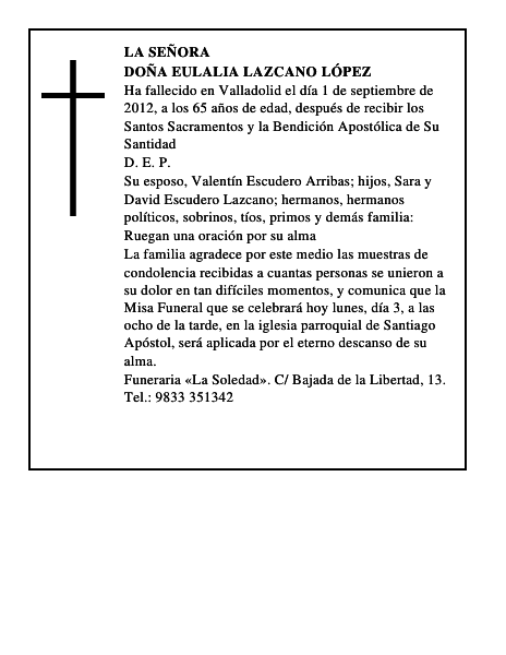 Doña Eulalia Lazcano López