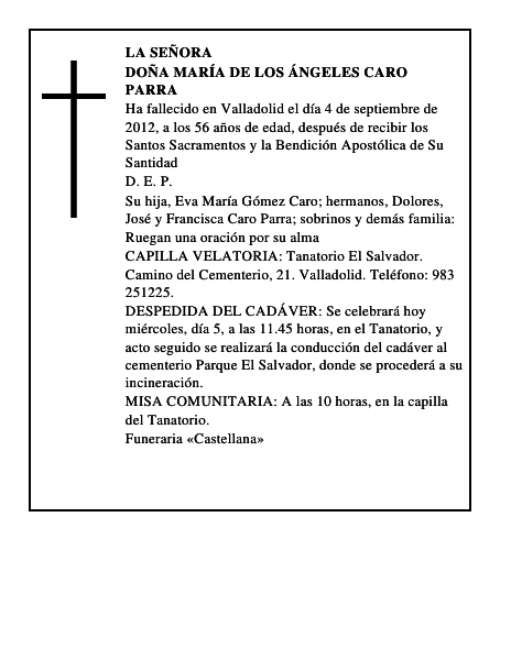 Doña María de los Ángeles Caro Parra