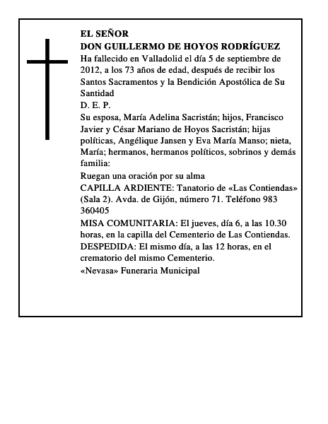 Don Guillermo de Hoyos Rodríguez