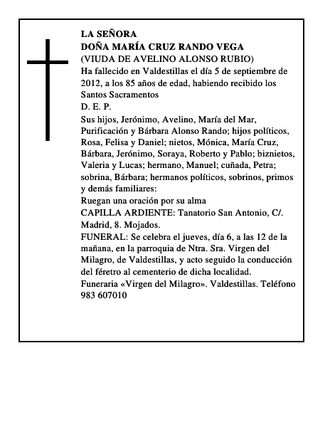 Doña María Cruz Rando Vega