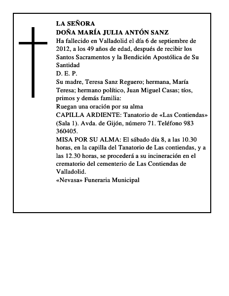 Doña María Julia Antón Sanz