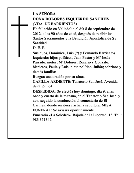 Doña Dolores Izquierdo Sánchez