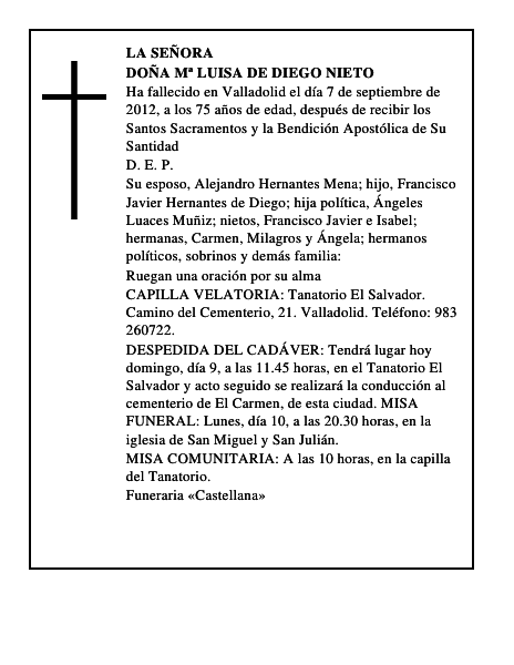Doña Mª Luisa de Diego Nieto