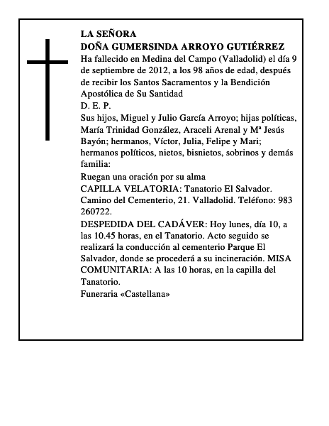Doña Gumersinda Arroyo Gutiérrez