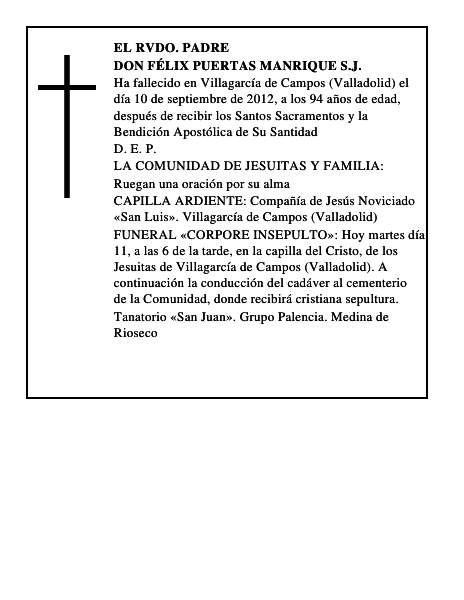 Don Félix Puertas Manrique S.J.