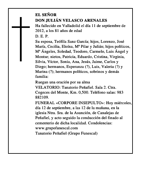 Don Julián Velasco Arenales