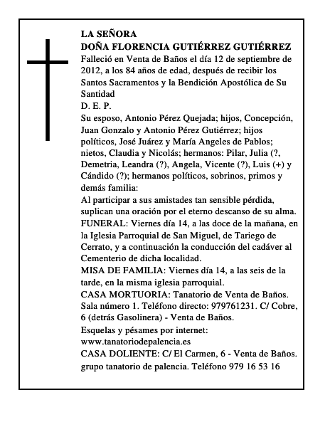 Doña Florencia Gutiérrez Gutiérrez