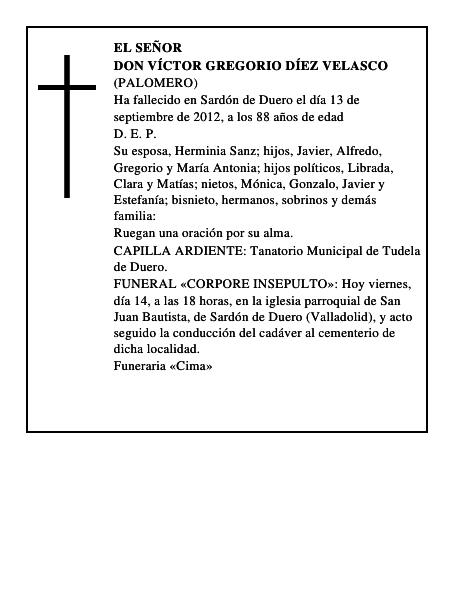 Don Víctor Gregorio Díez Velasco