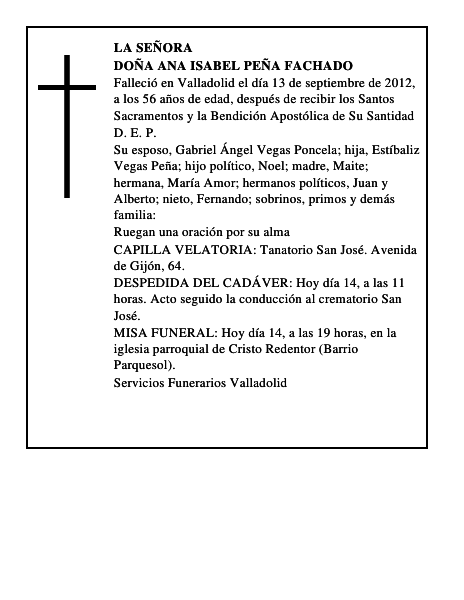 Doña Ana Isabel Peña Fachado