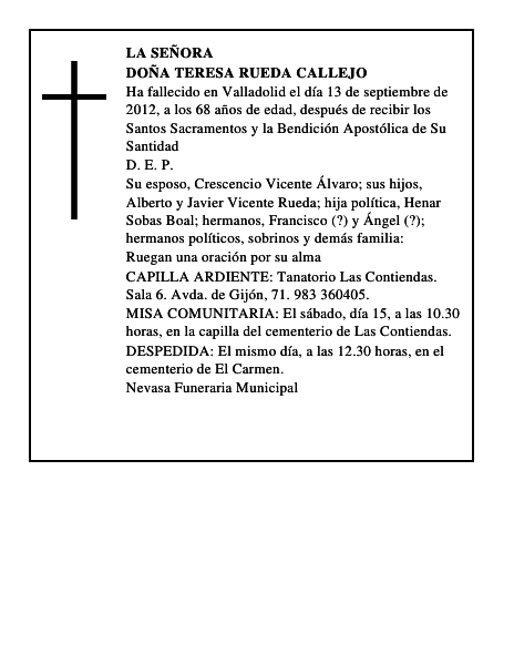 Doña Teresa Rueda Callejo