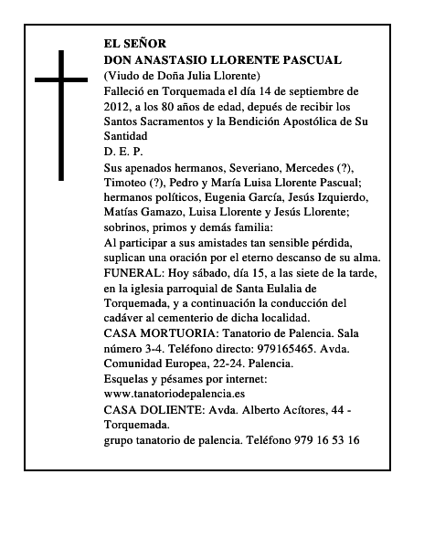 Don Anastasio Llorente Pascual