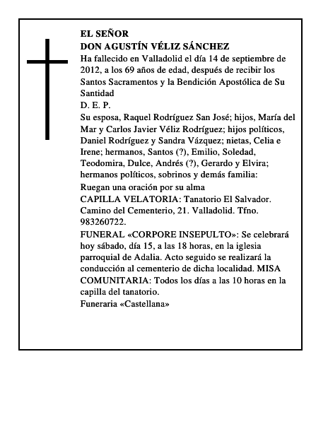 Don Agustín Véliz Sánchez