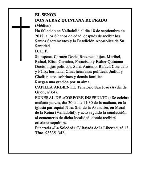Don Audaz Quintana de Prado