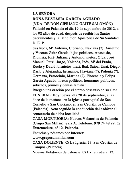 Doña Eustasia García Aguado
