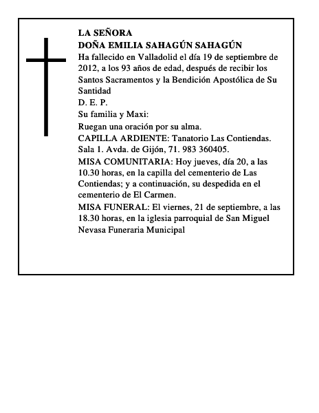 Doña Emilia Sahagún Sahagún