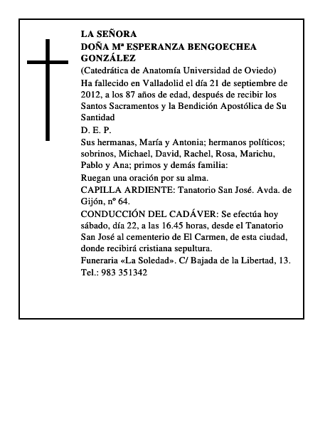Doña Mª Esperanza Bengoechea González