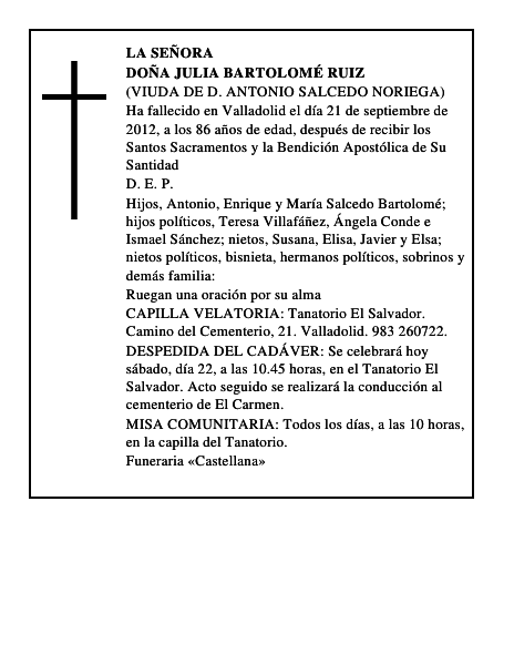 Doña Julia Bartolomé Ruiz