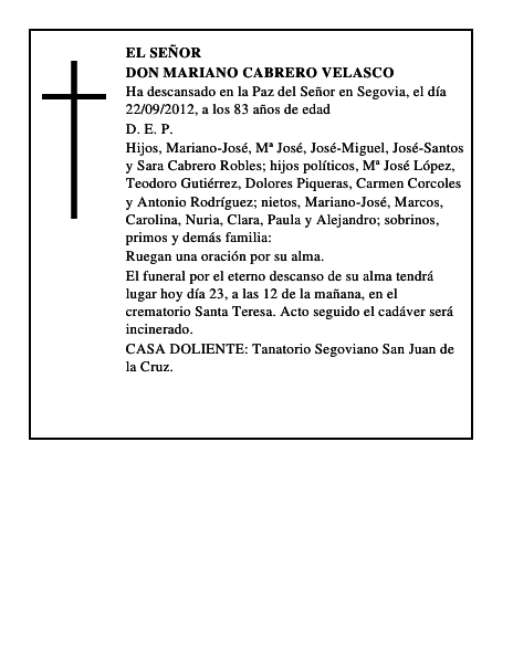Don Mariano Cabrero Velasco