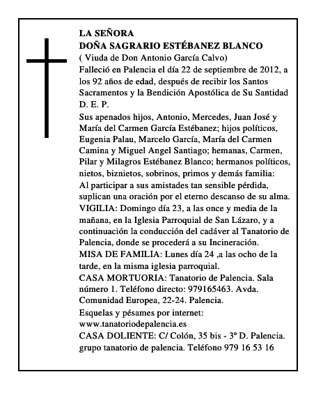 Doña Sagrario Estébanez Blanco