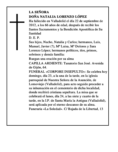 Doña Natalia Lorenzo López