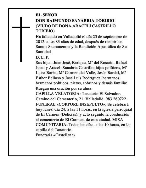 Don Raimundo Sanabria Toribio