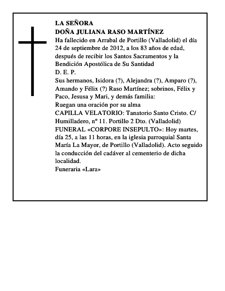 Doña Juliana Raso Martínez