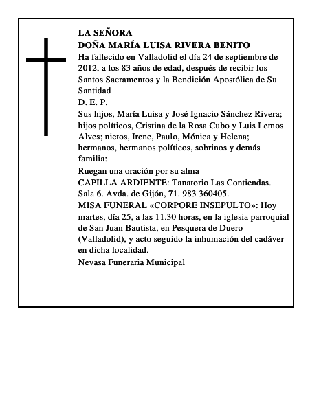Doña María Luisa Rivera Benito