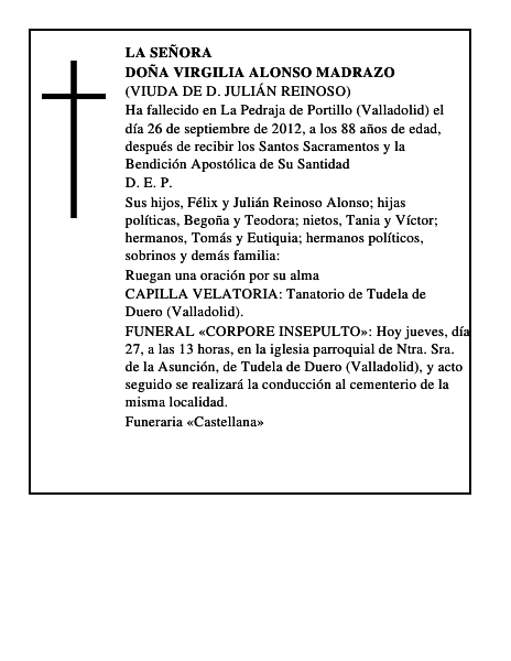 Doña Virgilia Alonso Madrazo