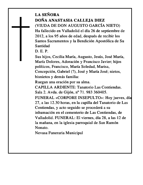 Doña Anastasia Calleja Diez