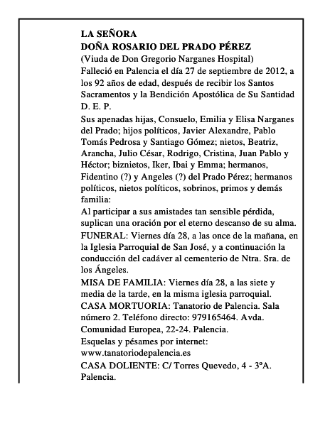 Doña Rosario del Prado Pérez