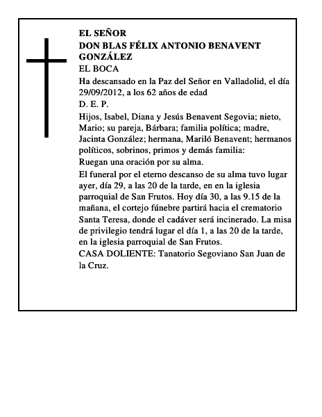 Don Blas Félix Antonio Benavent González
