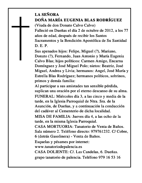 Doña María Eugenia Blas Rodríguez