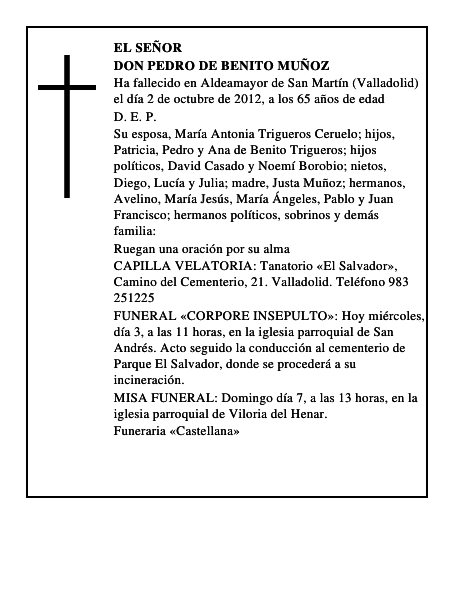 Don Pedro de Benito Muñoz
