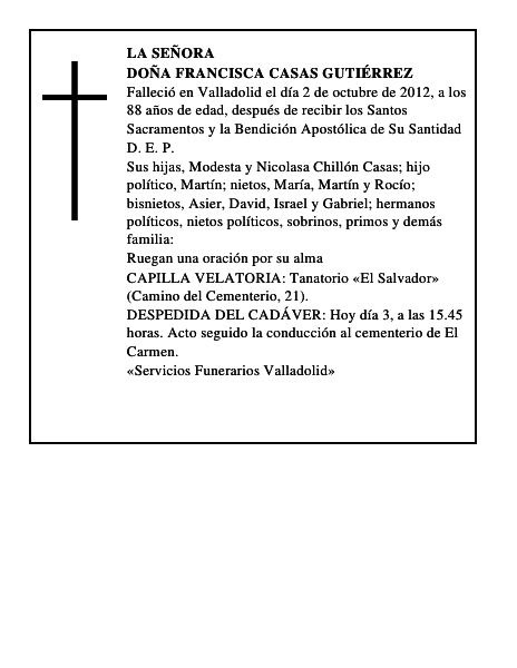 Doña Francisca Casas Gutiérrez