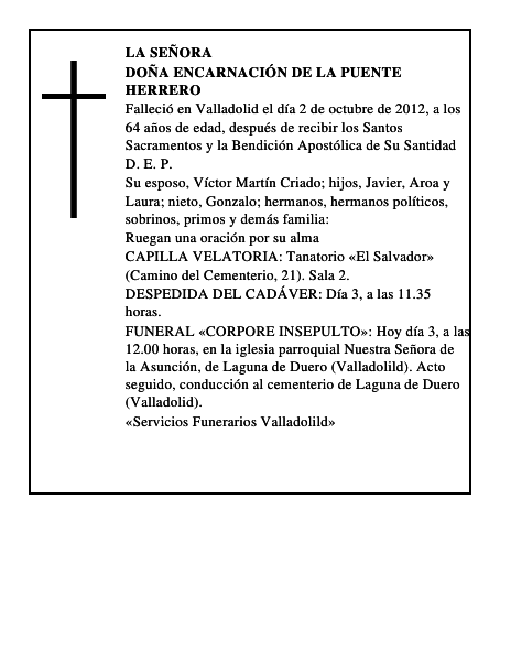 Doña Encarnación de la Puente Herrero