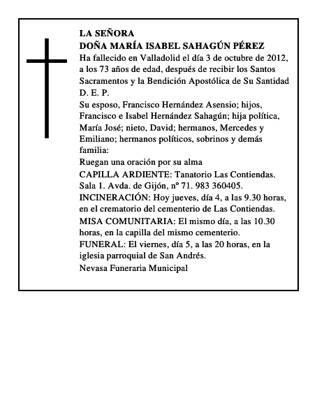 Doña María Isabel Sahagún Pérez