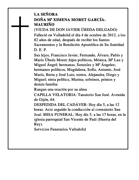 Doña Mª Ximena Moret García-Mauriño