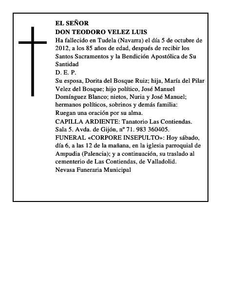 Don Teodoro Velez Luis