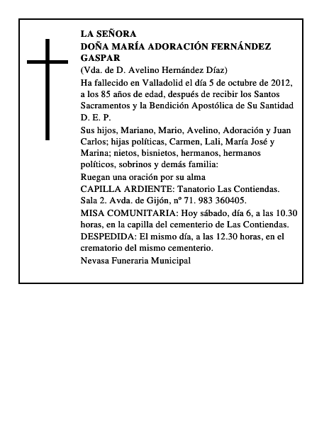 Doña María Adoración Fernández Gaspar