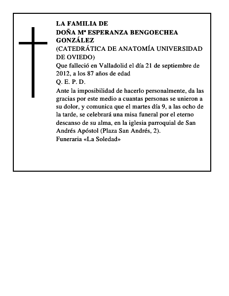 Doña Mª Esperanza Bengoechea González