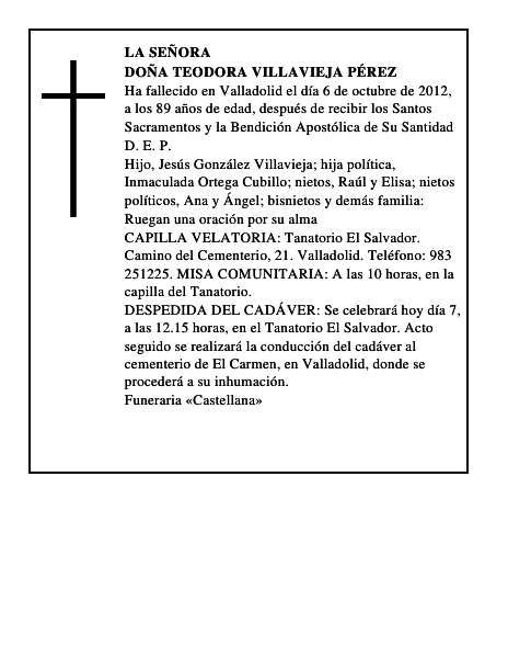 Doña Teodora Villavieja Pérez
