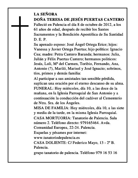 Doña Teresa de Jesús Puertas Cantero
