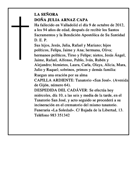 Doña Julia Arnaz Capa